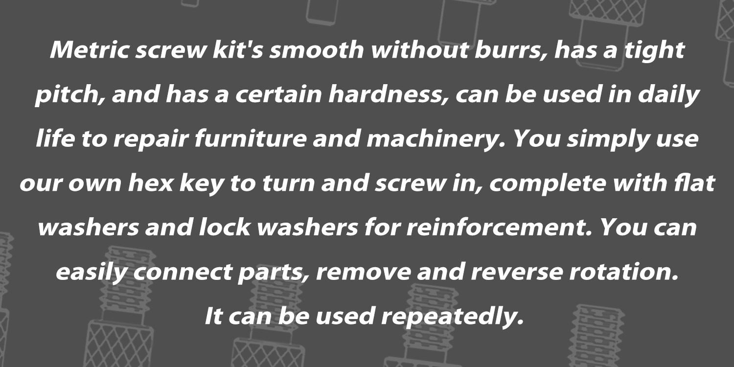Hapric metric screw kit note: smooth burr-free thread, tight pitch, hex key included
